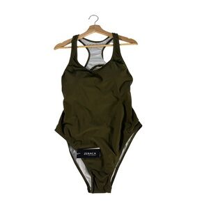 Zeraca One Piece Swimsuit Racerback Scoop Neck Womens Large Olive Green NWT